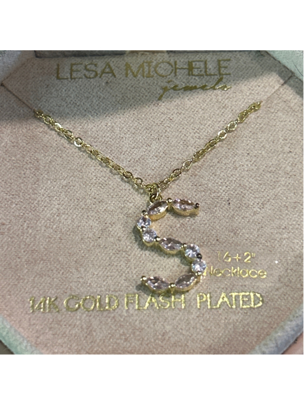 Women's Lesa Michele Gold Tone Initial S Necklace One Size